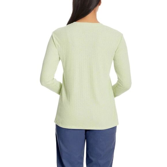 GH Bass Womens Large Light Green Shirt Top Textured Henley Long Sleeve T-Shirt - Picture 7 of 9